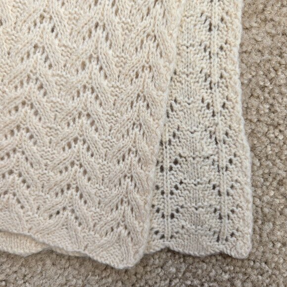 Cashmere Pointelle Scarf Ivory - Picture 3 of 12